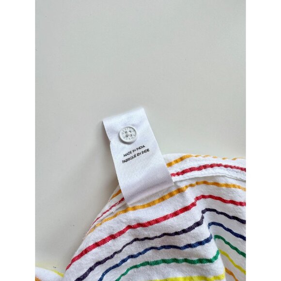 SOLID & STRIPED White Rainbow Cotton Seersucker Oxford Shirt Cover-Up, Size S - Picture 13 of 14